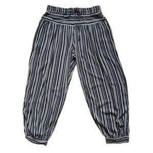 SIMPLE by Suzanne Betro Striped Genie Pants Loungewear Navy Blue White - Large